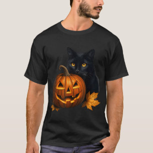 Camiseta Figurino De Abóbora De Gato Negro Para Homens