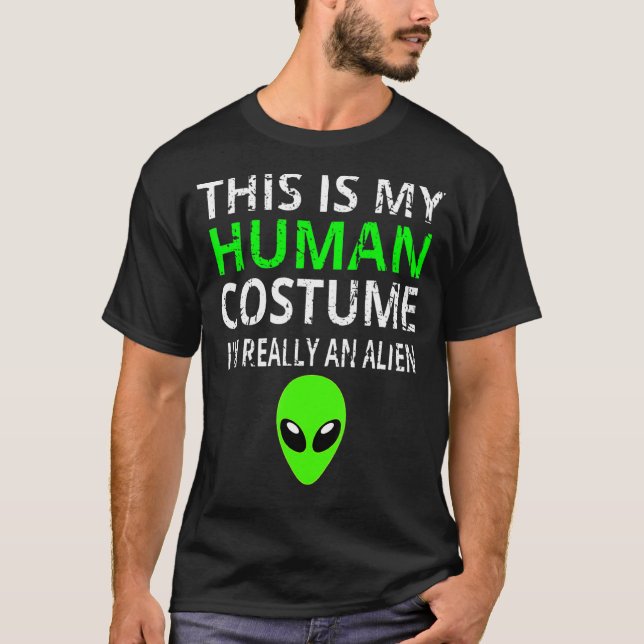 Camiseta Figurino de alienígena Esta é a minha fantasia hum (Frente)