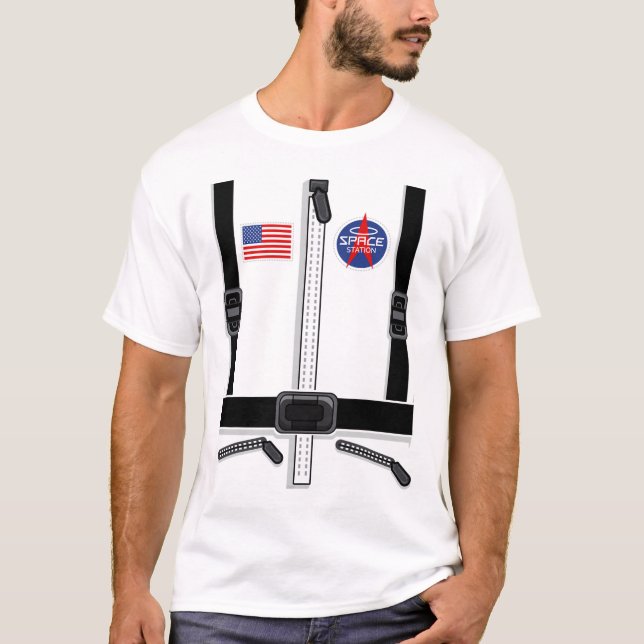 Camiseta Figurino De Astronauta Para Crianças Homens, Fato  (Frente)