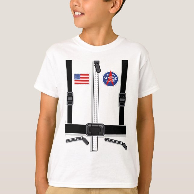 Camiseta Figurino De Astronauta Para Crianças Homens, Fato  (Frente)