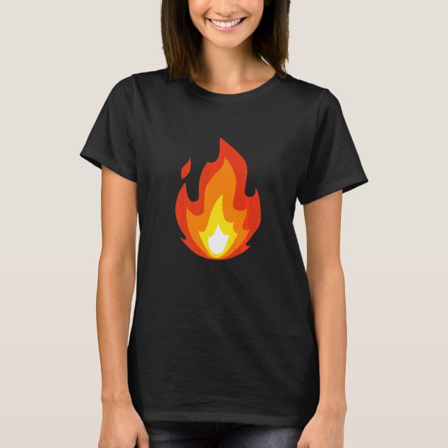 Camiseta Figurino de Fogo Flame Hot Lit Easy Campfire Hallo (Frente)
