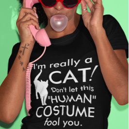 Camiseta Figurino de Gato Engraçado, Mulheres de Halloween