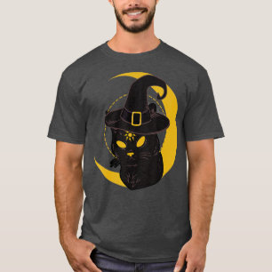 Camiseta Figurino de Gato Negro Assustador do Halloween com