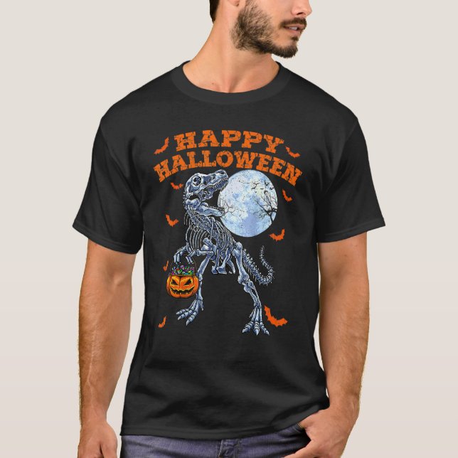 Camiseta Figurino De Halloween De Dinossauro Gelado Com Pum (Frente)