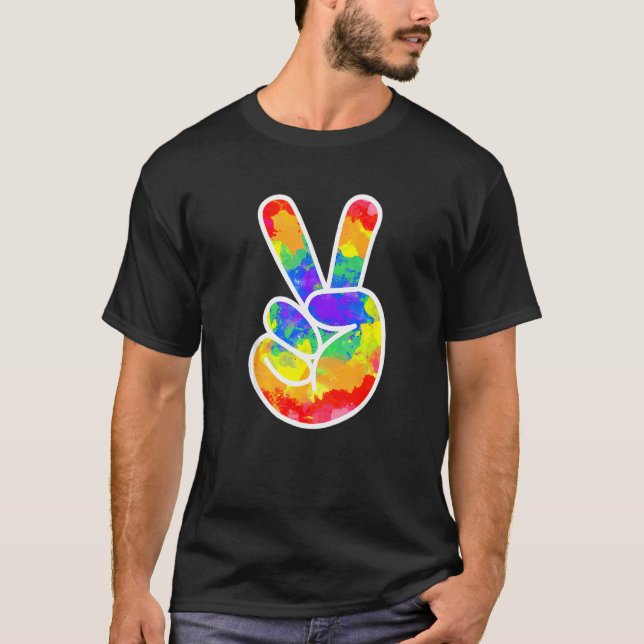 Camiseta Figurino de Halloween Hippie 60s 70s Tie Dye Pe (Frente)