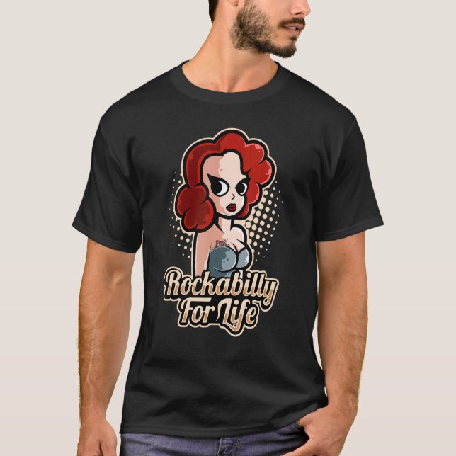 Camiseta Figurino De Salto De Sock Rockabilly For Life For  (Frente)