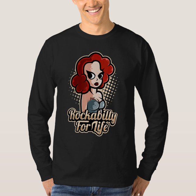 Camiseta Figurino De Salto De Sock Rockabilly For Life For  (Frente)