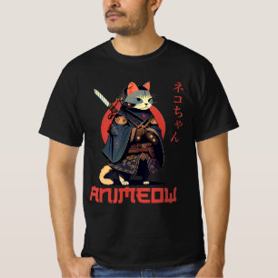 Camiseta Figurino divertido de ANIMEOW Samurai Kawaii Cat N