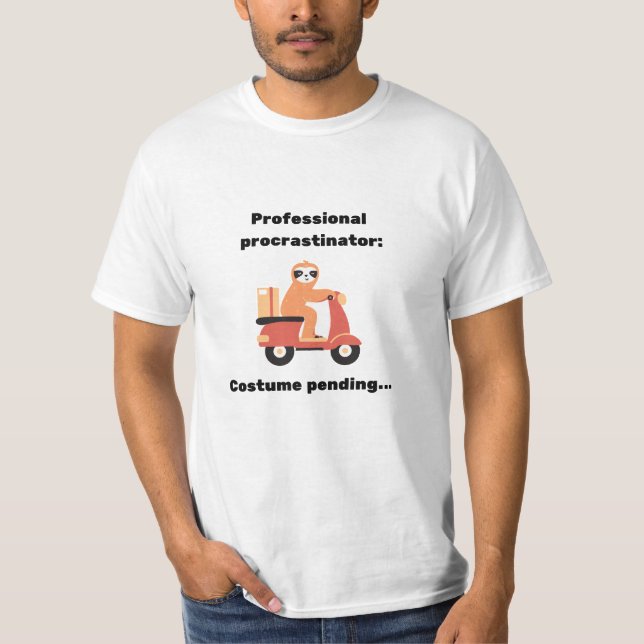 Camiseta Figurino do Procrastinador Profissional Pendente (Frente)