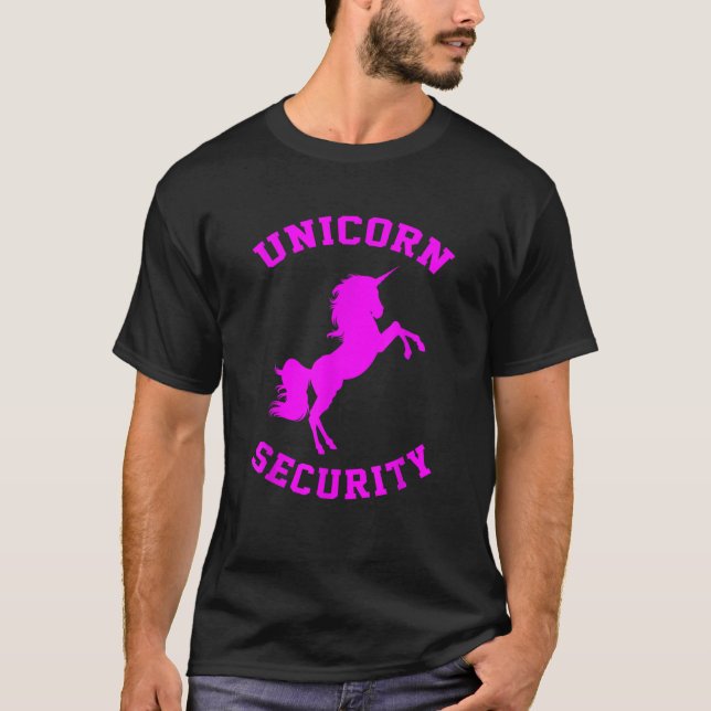 Camiseta Figurino Engraçado De Segurança Do Unicórnio Para  (Frente)