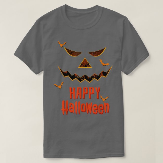Camiseta Figurino Feliz De Halloween Com Cara De Pumpkin E  (Frente do Design)