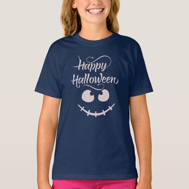 Camiseta Figurino Feliz de Halloween para garotas T-Shirt (Frente)