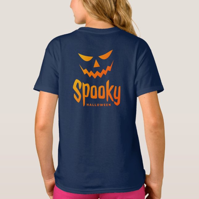 Camiseta Figurino Feliz de Halloween para garotas T-Shirt (Verso)