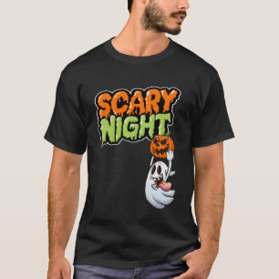 Camiseta Figurino Noturno Louco de Halloween para Crianças
