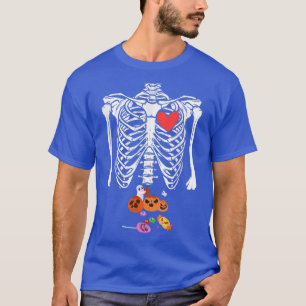 Camiseta Figurino XRay Skeleton Rib Pumpkin Candy