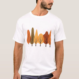 Camiseta Fila de Árvores de outono minimalista em fundo pre