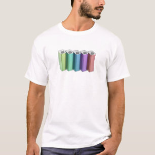 Camiseta Fila de cinco latas de estanho quadradas coloridas
