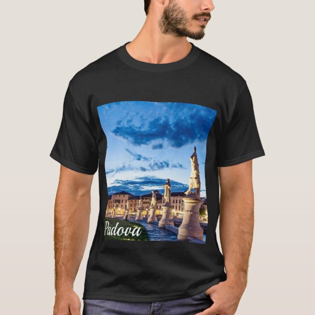 Camiseta Fila de estátuas iluminadas em Padova (Frente)