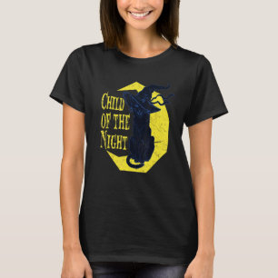Camiseta Filha Da Bruxa Do Gato Noturno Do Halloween Feitiç