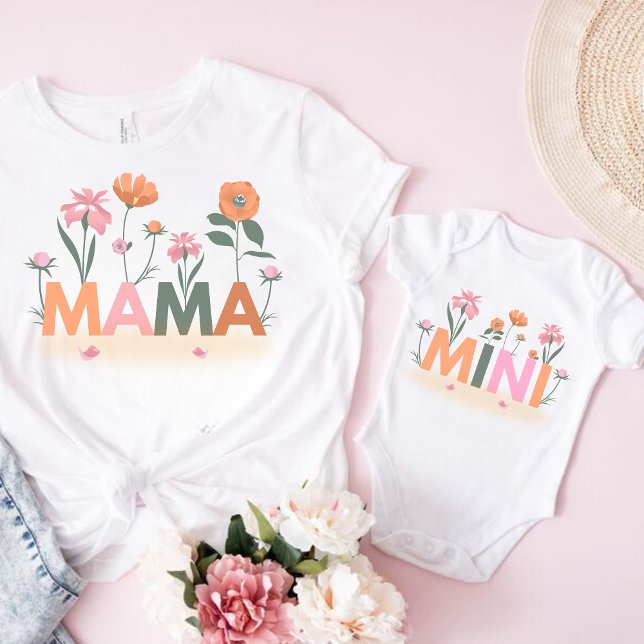 Camiseta Filha de Mamães de Correspondência Floral (Criador carregado)