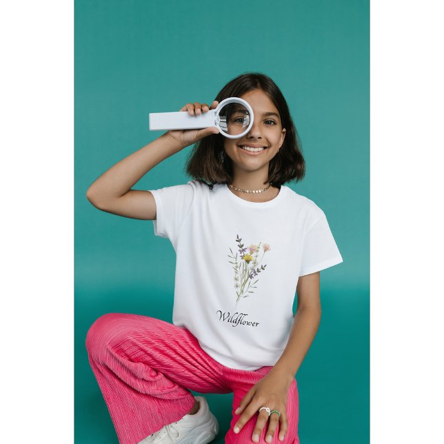 Camiseta Filha de Mini Rapariga de Flor Selvagem (Criador carregado)