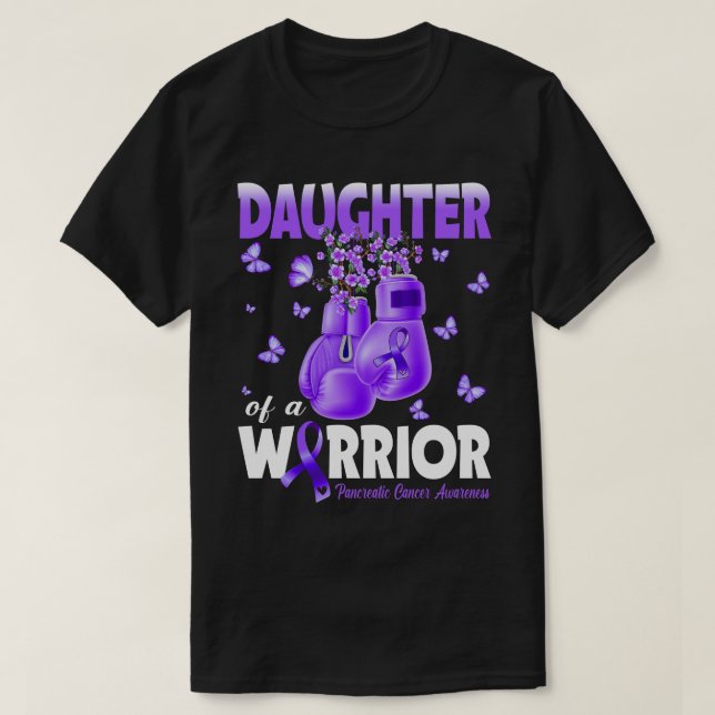 Camiseta Filha De Um Câncer de pâncreas Guerreiro (Frente do Design)