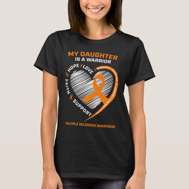 Camiseta Filha do Guerreiro Veste Laranja Esclerose Múltipl (Frente)