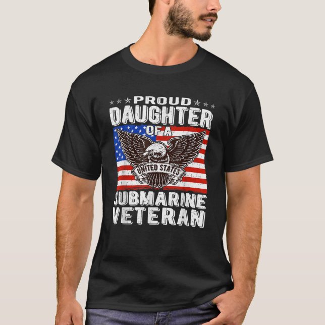 Camiseta Filha Orgulhosa De Mili Patriótico De Veterano Sub (Frente)