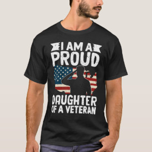 Camiseta Filha Orgulhosa De Um Pai Patriota Militar Veteran