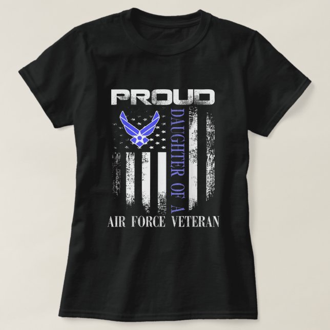 Camiseta Filha Orgulhosa De Um Veterano Da Força Aérea Com  (Frente do Design)