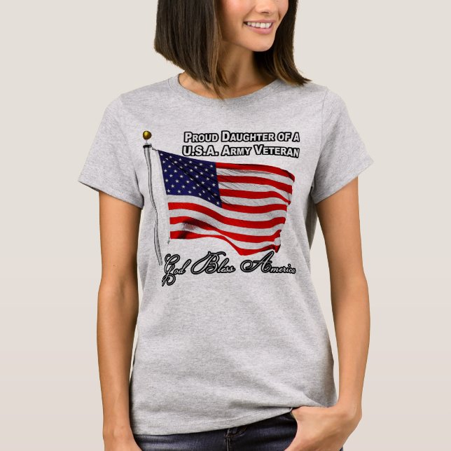 Camiseta Filha Orgulhosa De Um Veterano Do Exército Dos EUA (Frente)