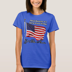 Camiseta Filha Orgulhosa De Um Veterano Dos EUA Com Bandeir