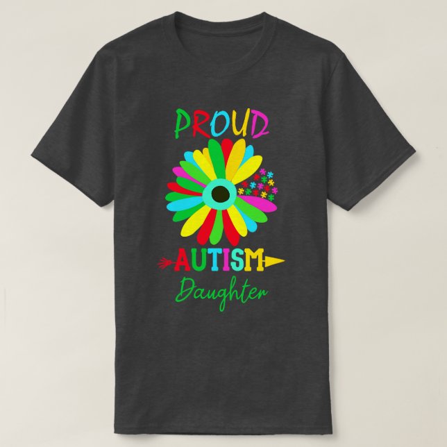 Camiseta filha orgulhosa do autismo Girassol (Frente do Design)