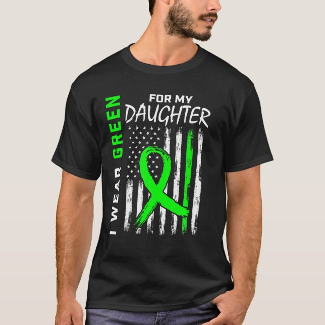 Camiseta Filha Verde Cerebral Doença renal paralela com con (Frente)