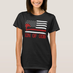 Camiseta Filho De Odin Valhalla American Viking Flag Nordic