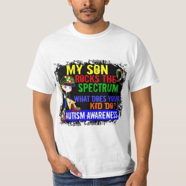 Camiseta Filho do autismo do espectro das rochas (Frente)