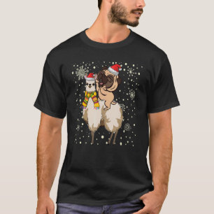 Camiseta Filho Meninos de Pajama do Papai Noel de Lhama Mon