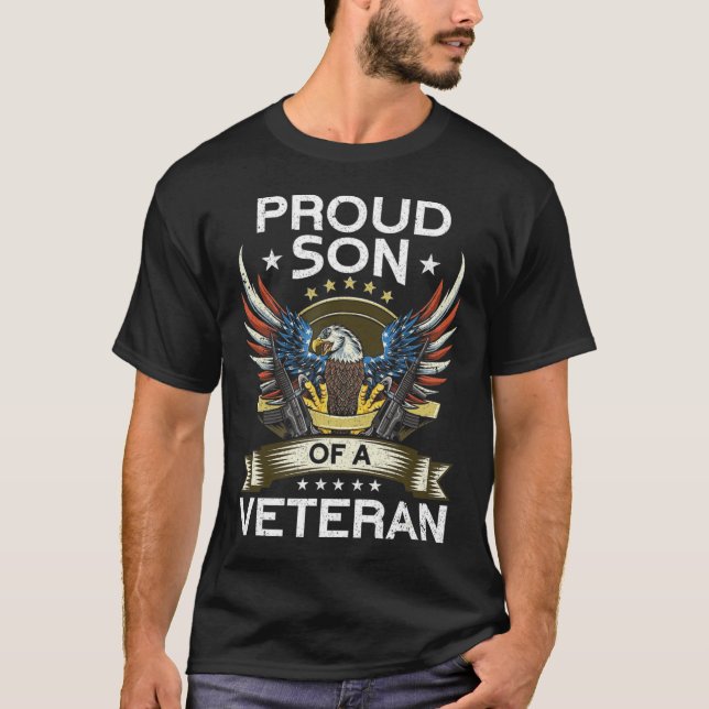 Camiseta Filho Orgulhoso De Uma Bandeira Veterana Americana (Frente)