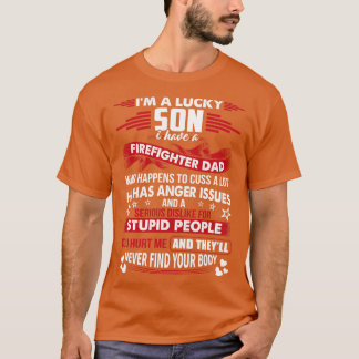 Camiseta Filho Sortudo Do Bombeiro Pai Son T Shi