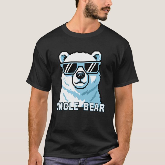 Camiseta Filho Urso Pixel Urso Óculos de Sol (Frente)
