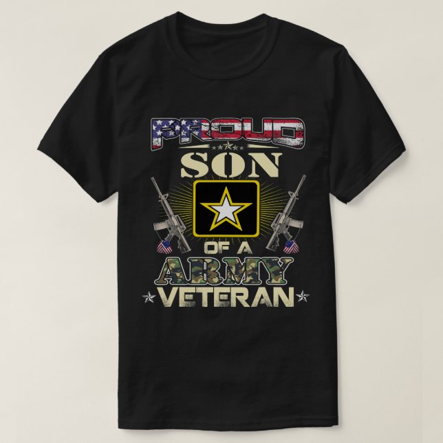 Camiseta Filho Veterano Dos EUA, Bandeira Do Exército Orgul (Frente do Design)