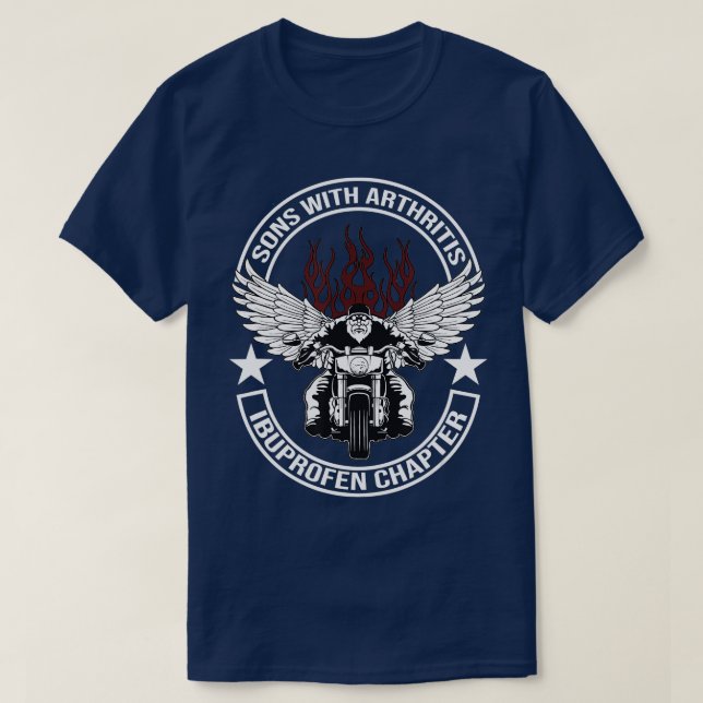 Camiseta Filhos com Artrite Ibuprofeno Capítulo motocicleta (Frente do Design)