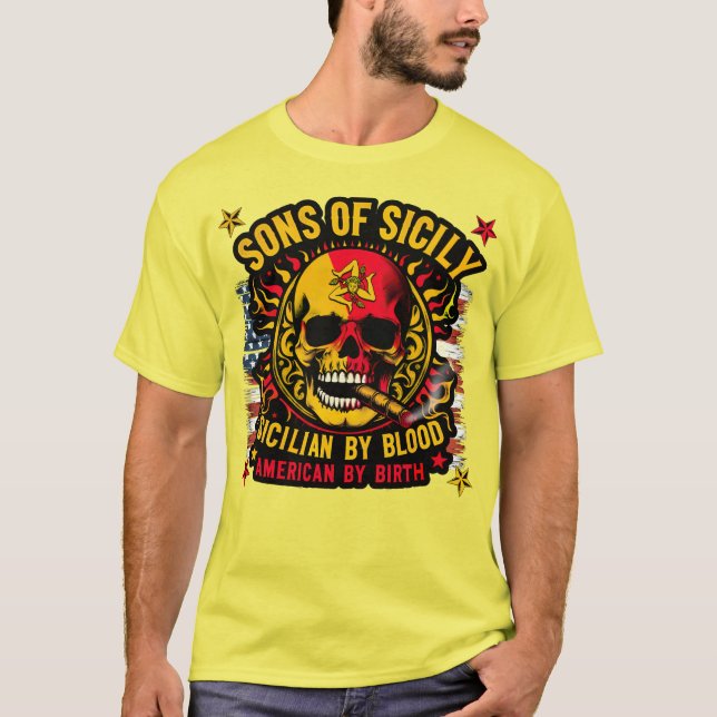 Camiseta Filhos da Sicília Siciliana por Blood American por (Frente)