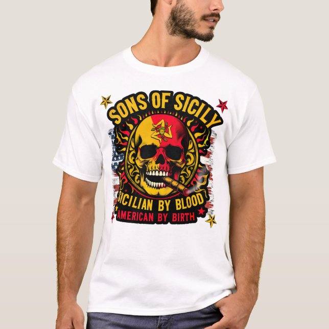 Camiseta Filhos da Sicília Siciliana por Blood American por (Frente)
