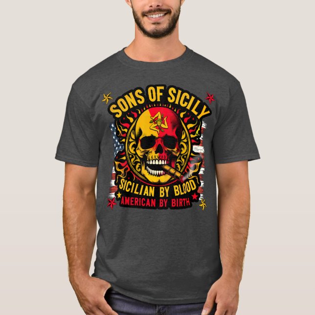 Camiseta Filhos da Sicília Siciliana por Blood American por (Frente)