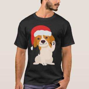 Camiseta Filhote de Beagle com chapéu do Papai Noel para am