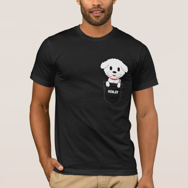 Camiseta Filhote de Bichon Frisé fofo cachorro de bolso (Frente)