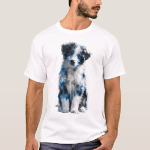 Camiseta Filhote de Border Collie Blue Merle Olhos Azuis Ho
