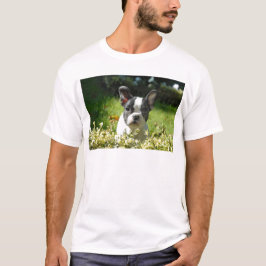 Camiseta Filhote de Bulldog Francês Preto e Branco