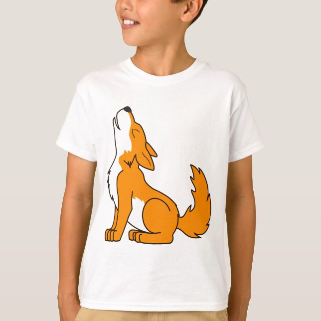 Camiseta Filhote de cachorro de lobo alaranjado que urra (Frente)